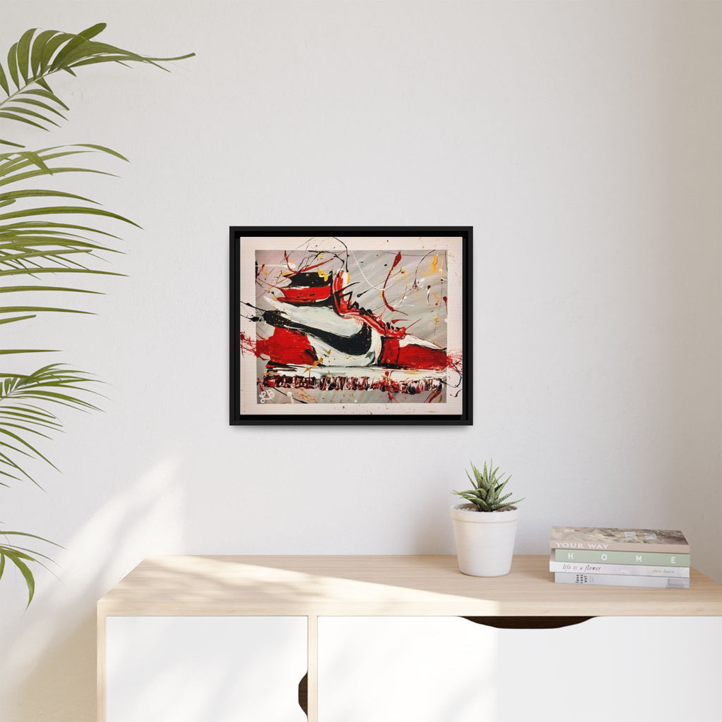 Abstract Red, White, and Black Sneaker