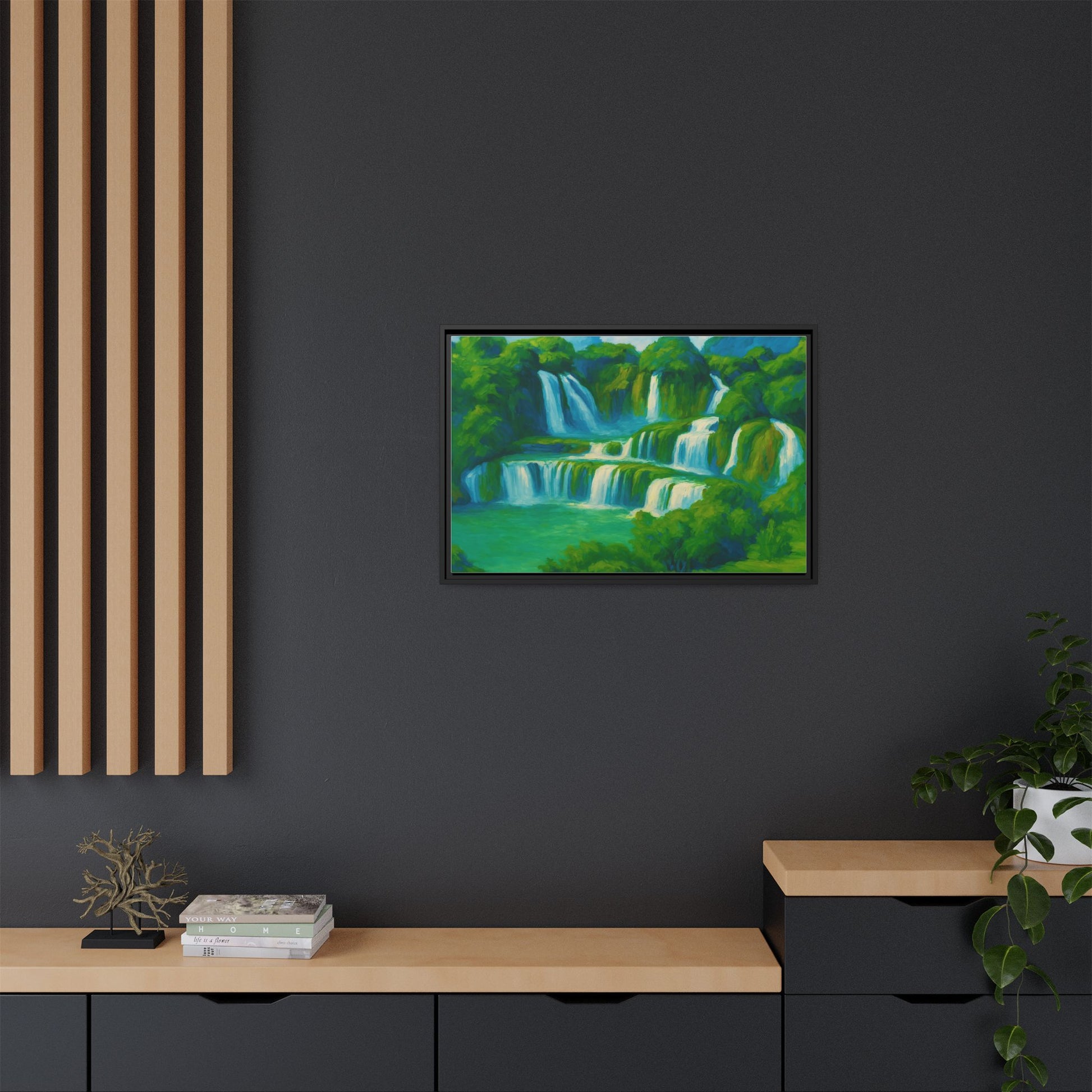 Green Serene Waterfall