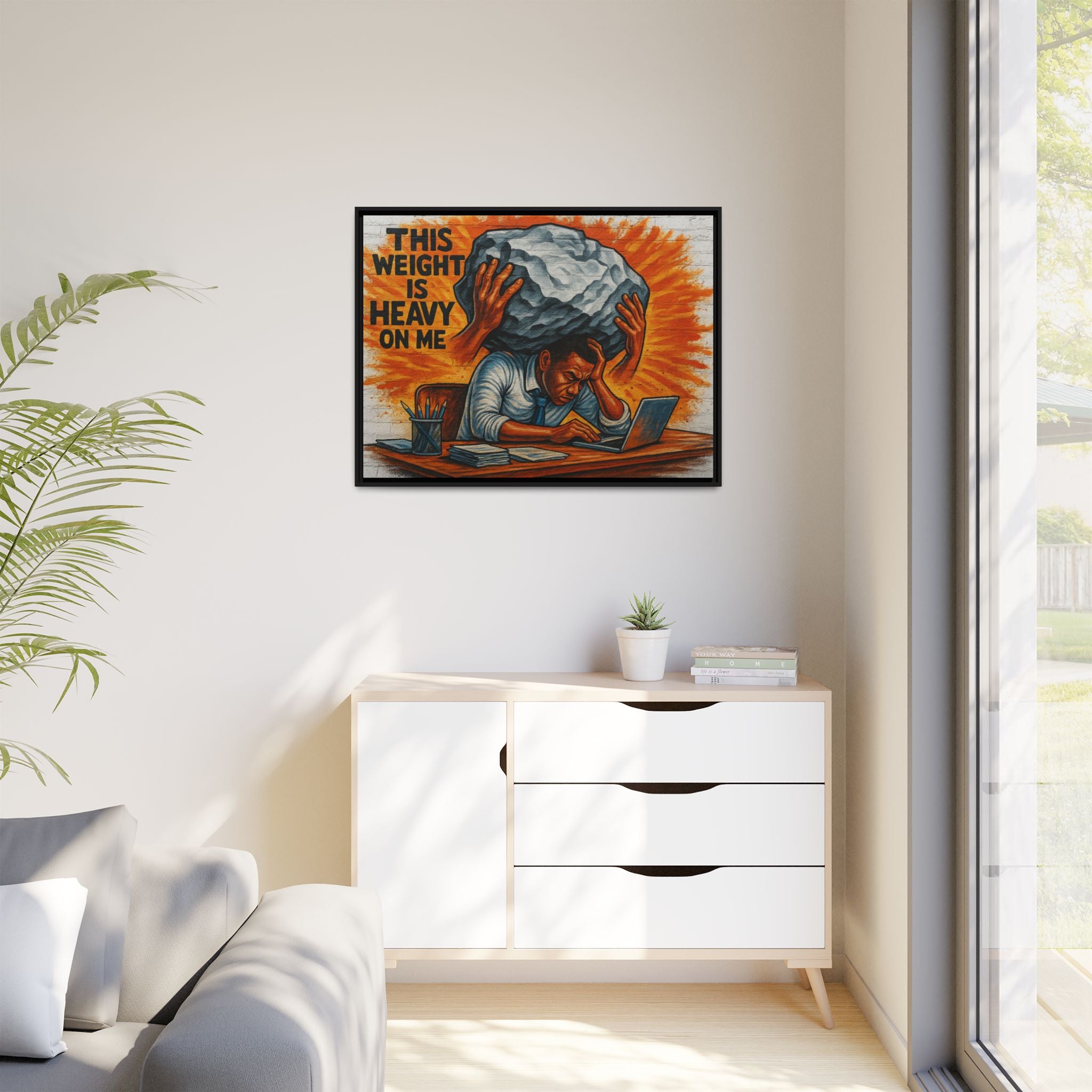 Framed Canvas Art, Stress Relief Decor, Office Wall Art, Motivational Artwork, Unique Gift for Home or Office