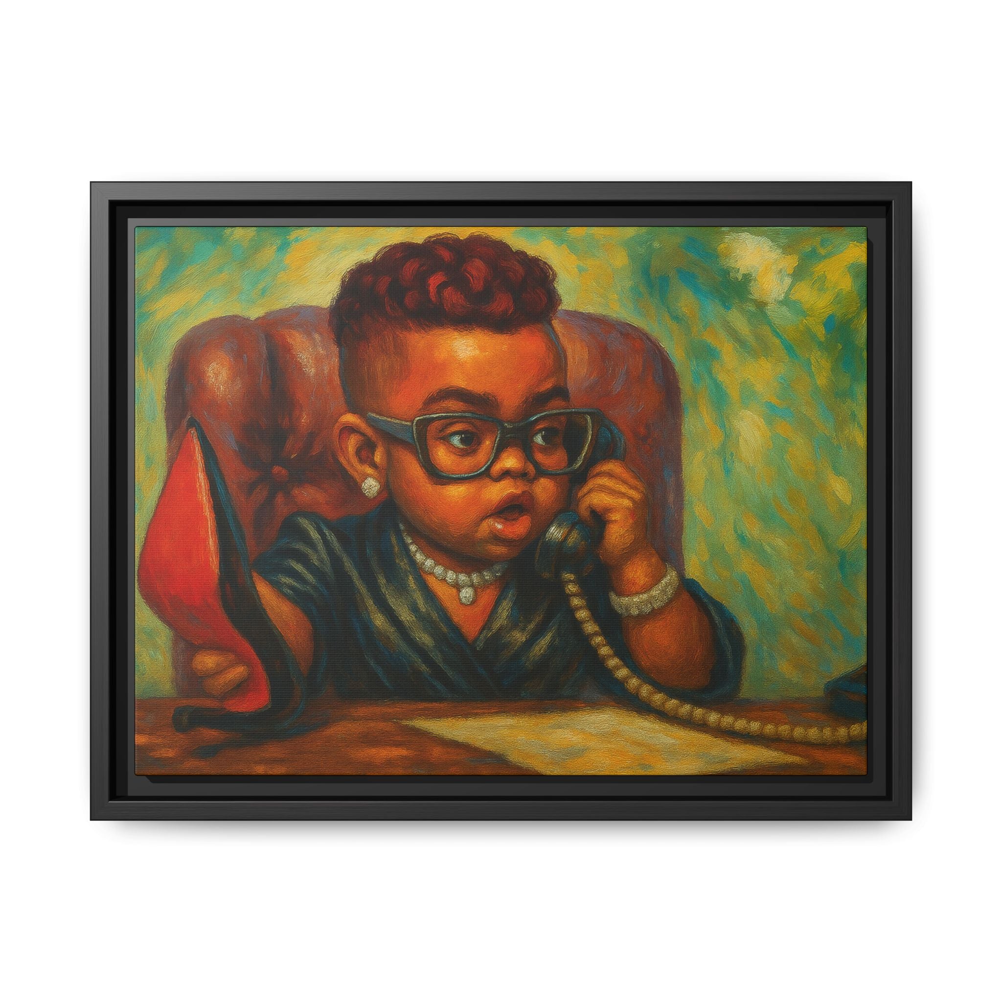 Framed Art Print: Stylish Office Decor for Home or Studio, Wall Art, Colorful Portrait, Vintage Vibe, Creative Gift Idea