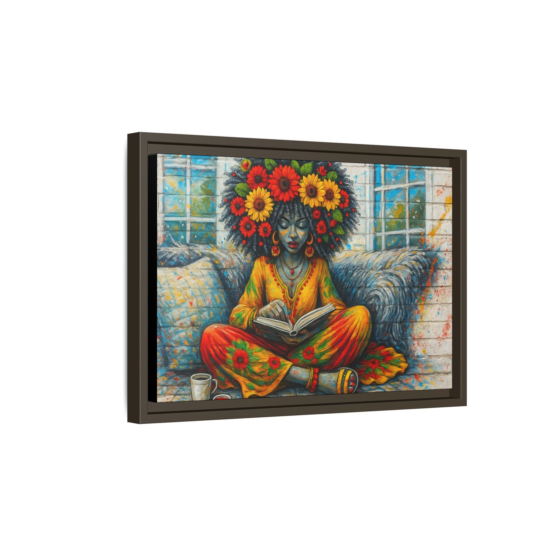 Colorful Flower Reading Girl