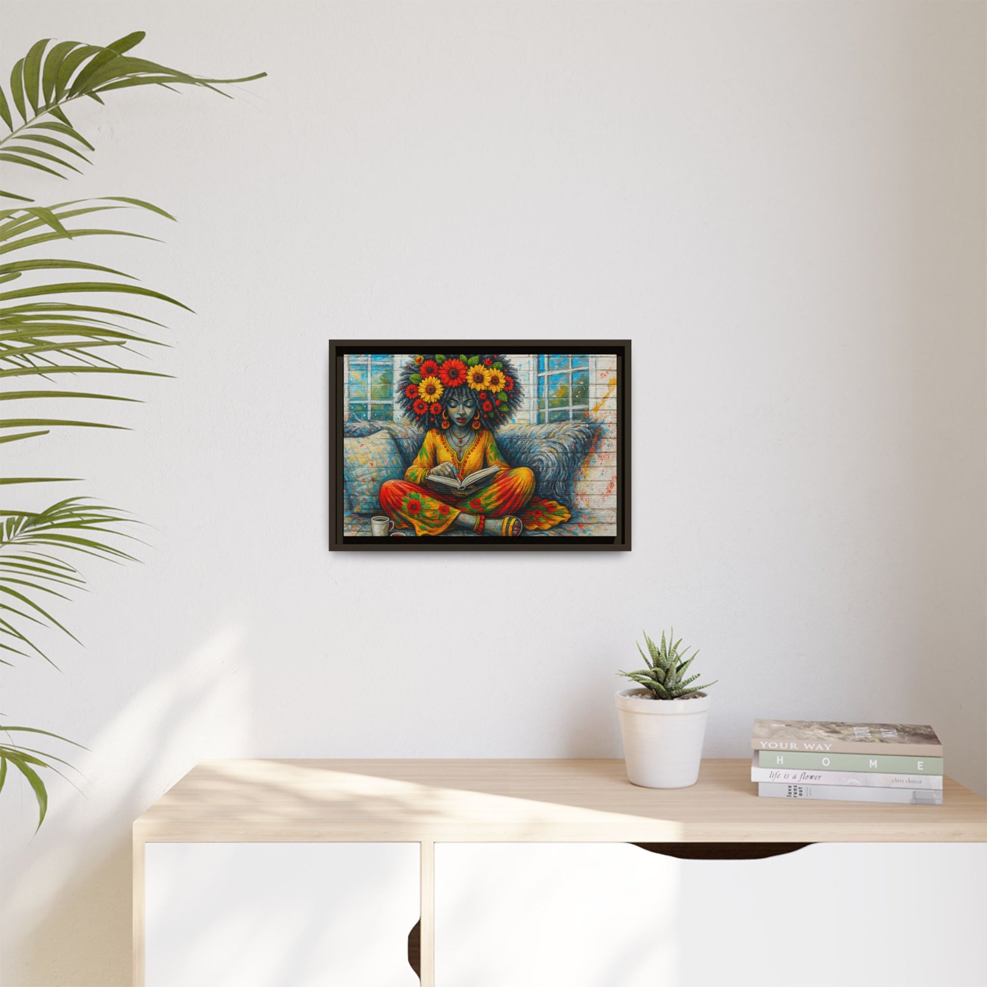Colorful Flower Reading Girl