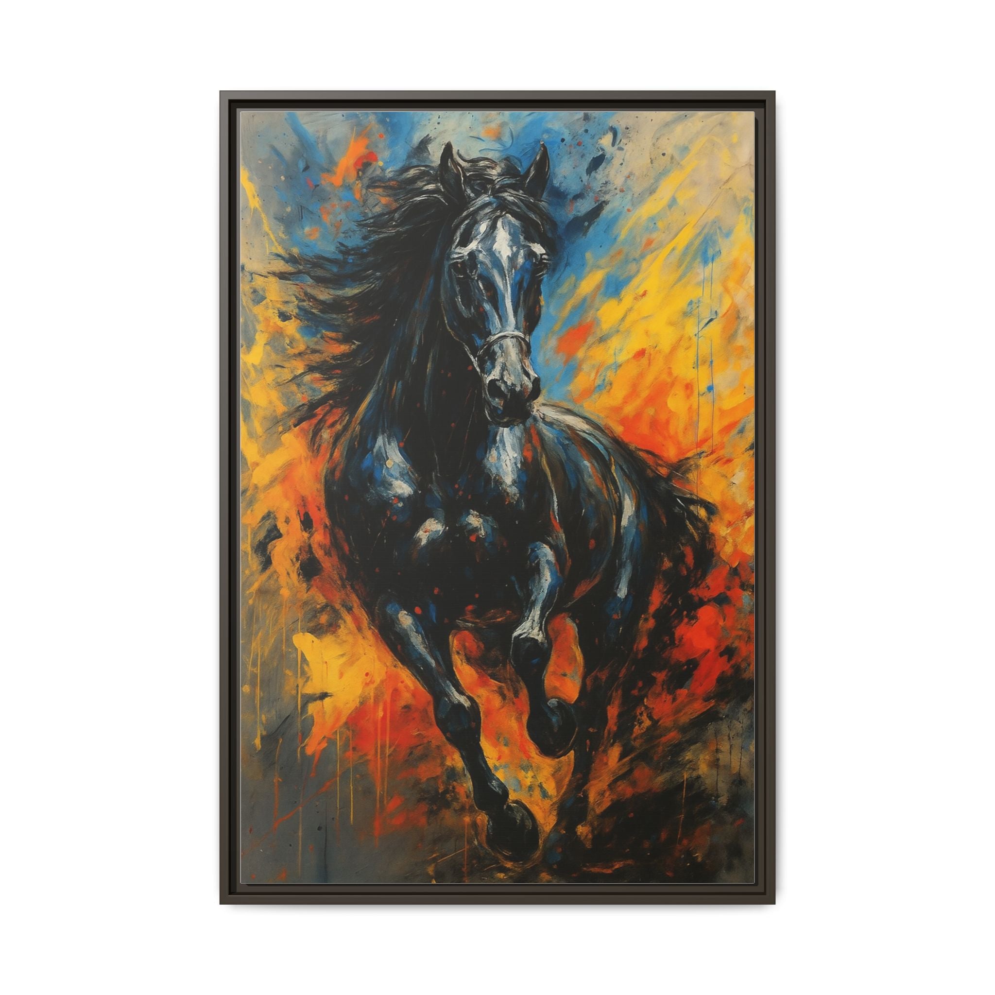 Galloping Black Stallion