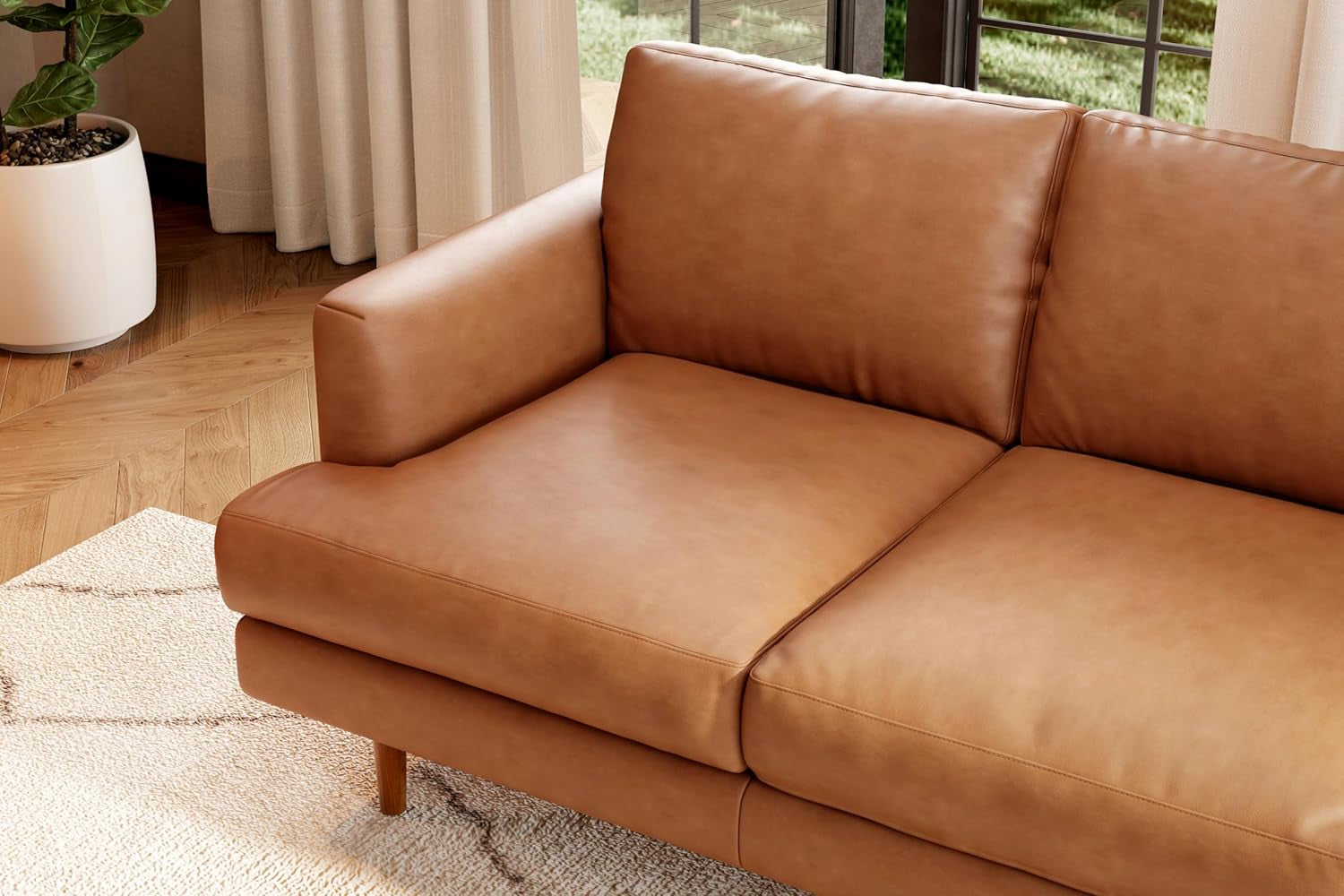 Valencia Grosseto Cognac Tan 3 Seater Leather Sofa