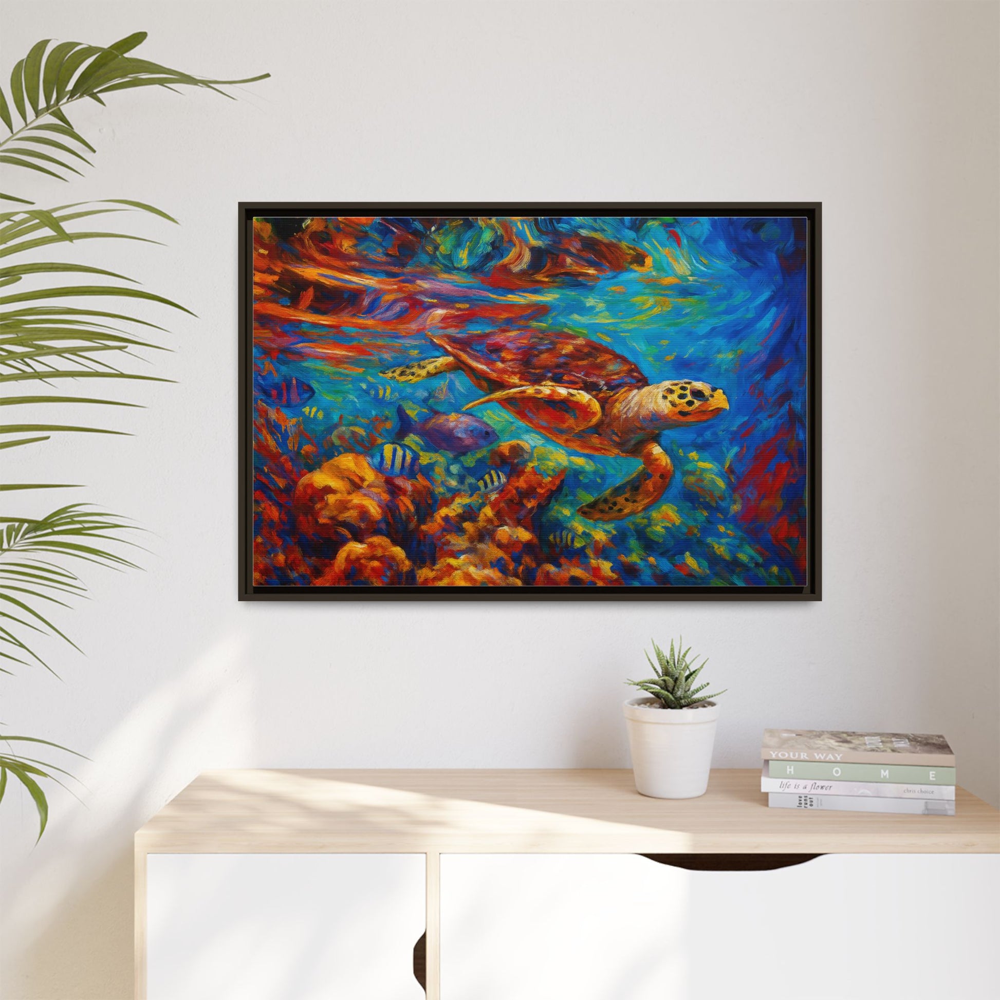 Vibrant Sea Turtle Swimming