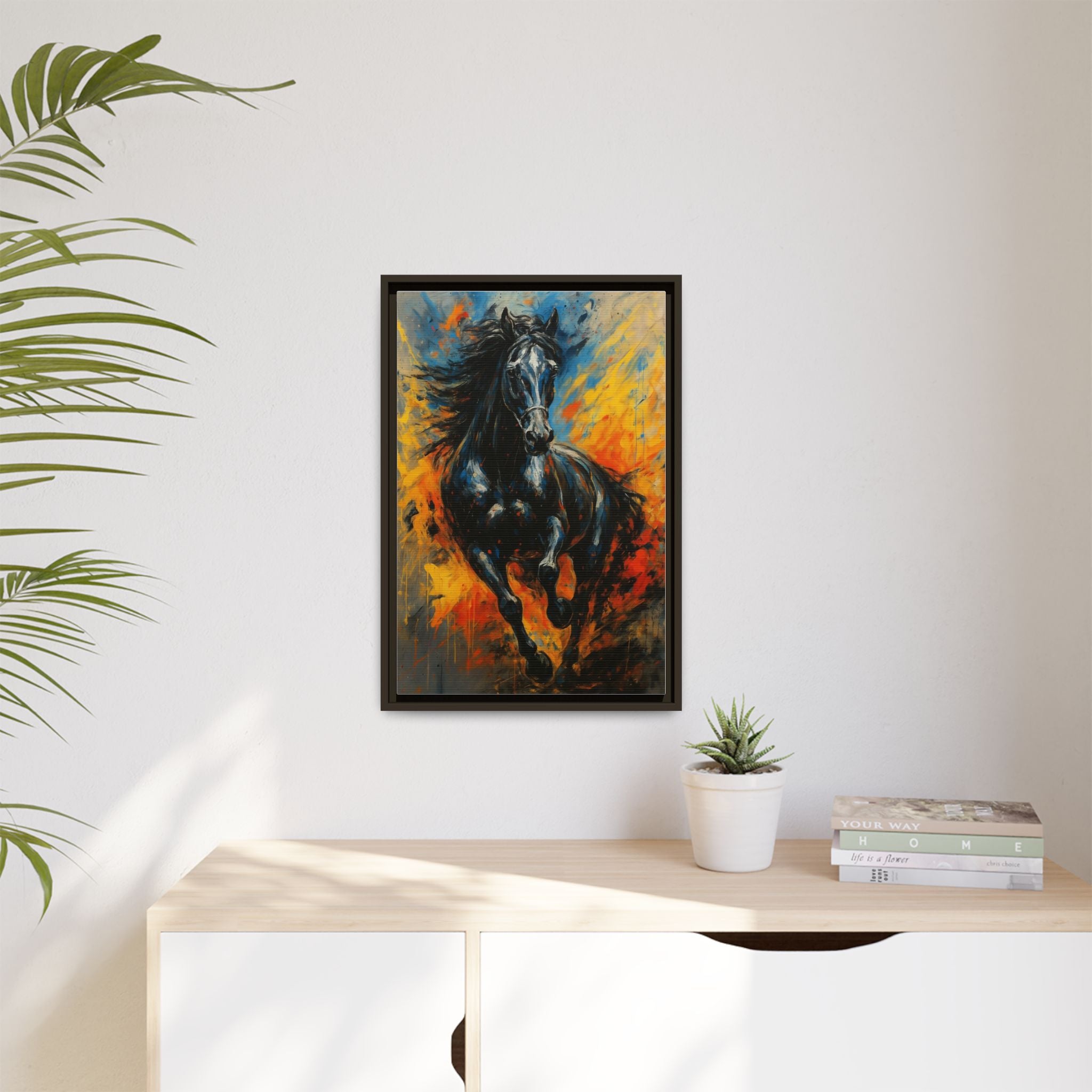 Galloping Black Stallion