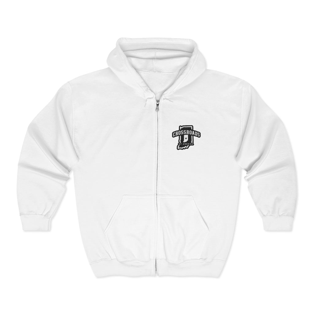 Crossroads of America Zip Hoodie – Vintage Collegiate Full‑Zip Sweatshirt