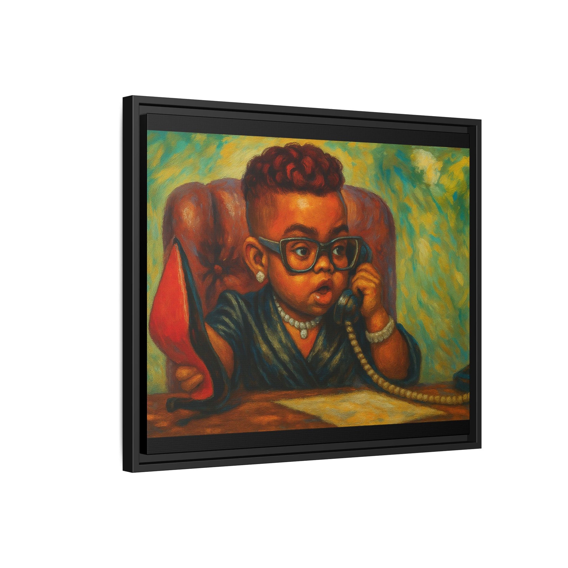 Framed Art Print: Stylish Office Decor for Home or Studio, Wall Art, Colorful Portrait, Vintage Vibe, Creative Gift Idea