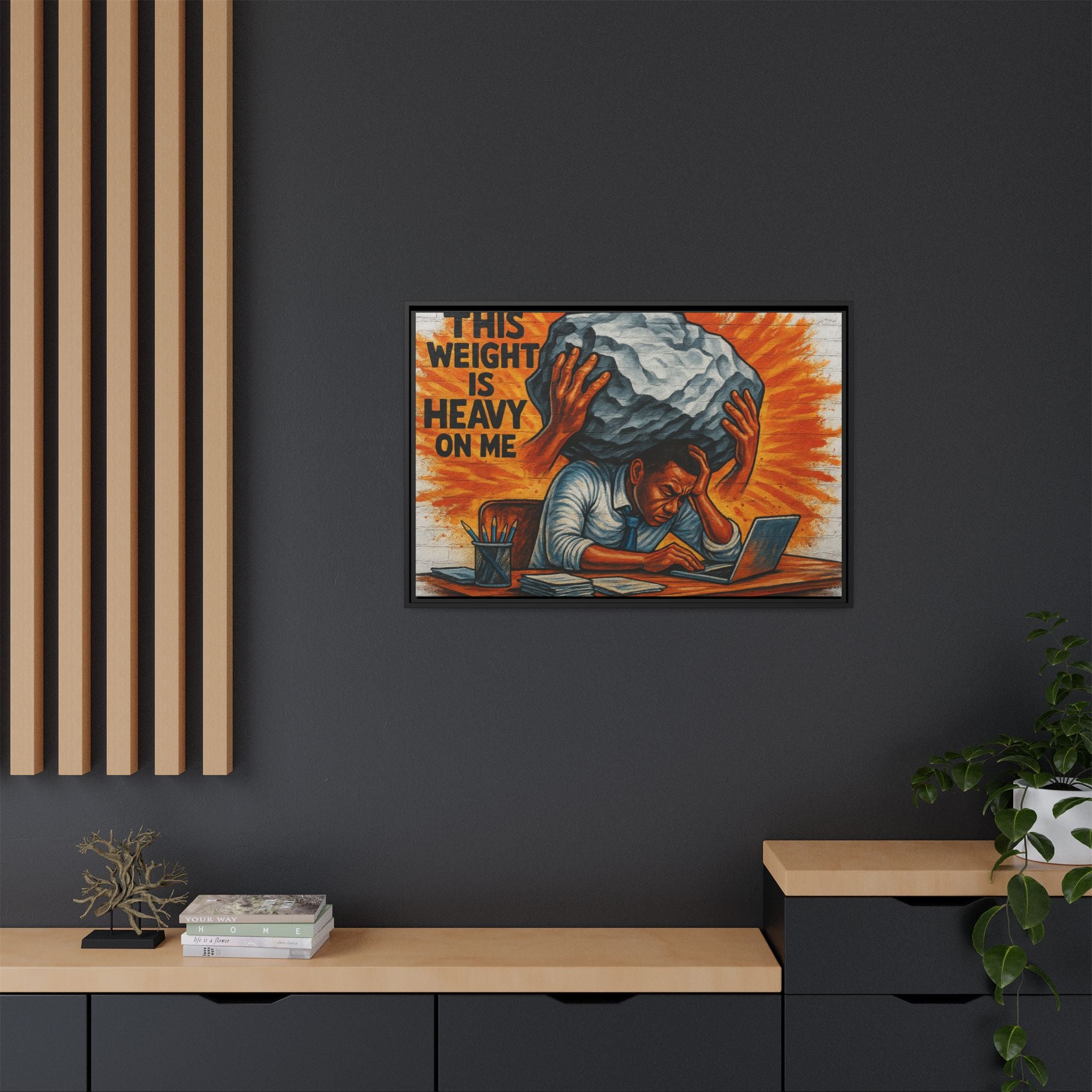 Framed Canvas Art, Stress Relief Decor, Office Wall Art, Motivational Artwork, Unique Gift for Home or Office