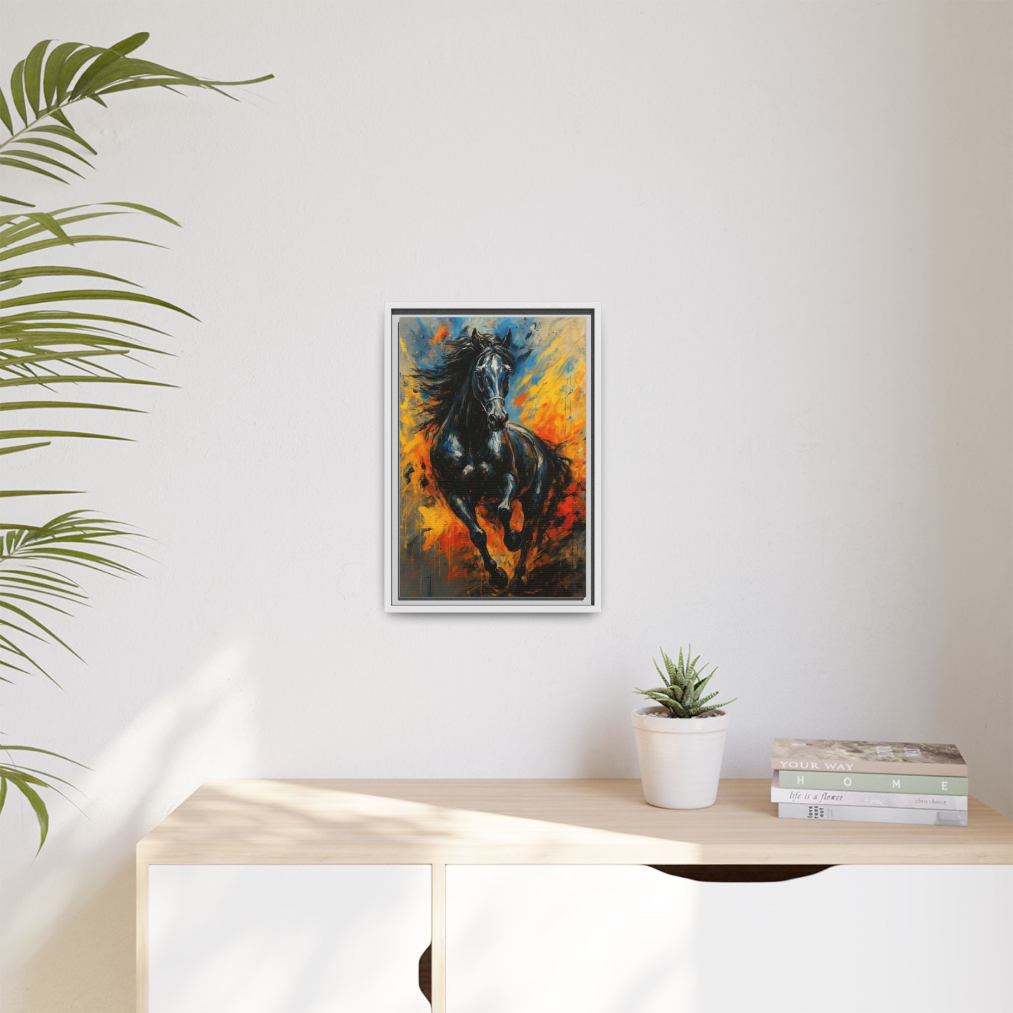 Galloping Black Stallion