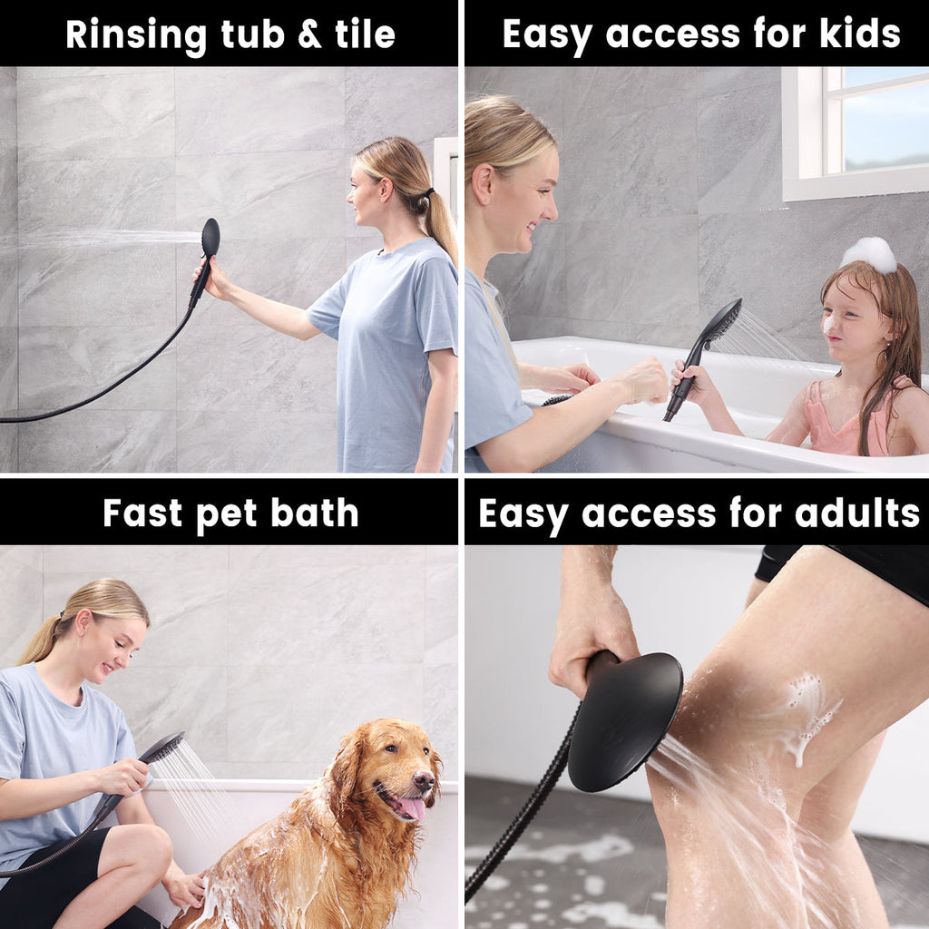 High Pressure 9-Spray Handheld Shower Head Set with Hose and Shower Arm Mount