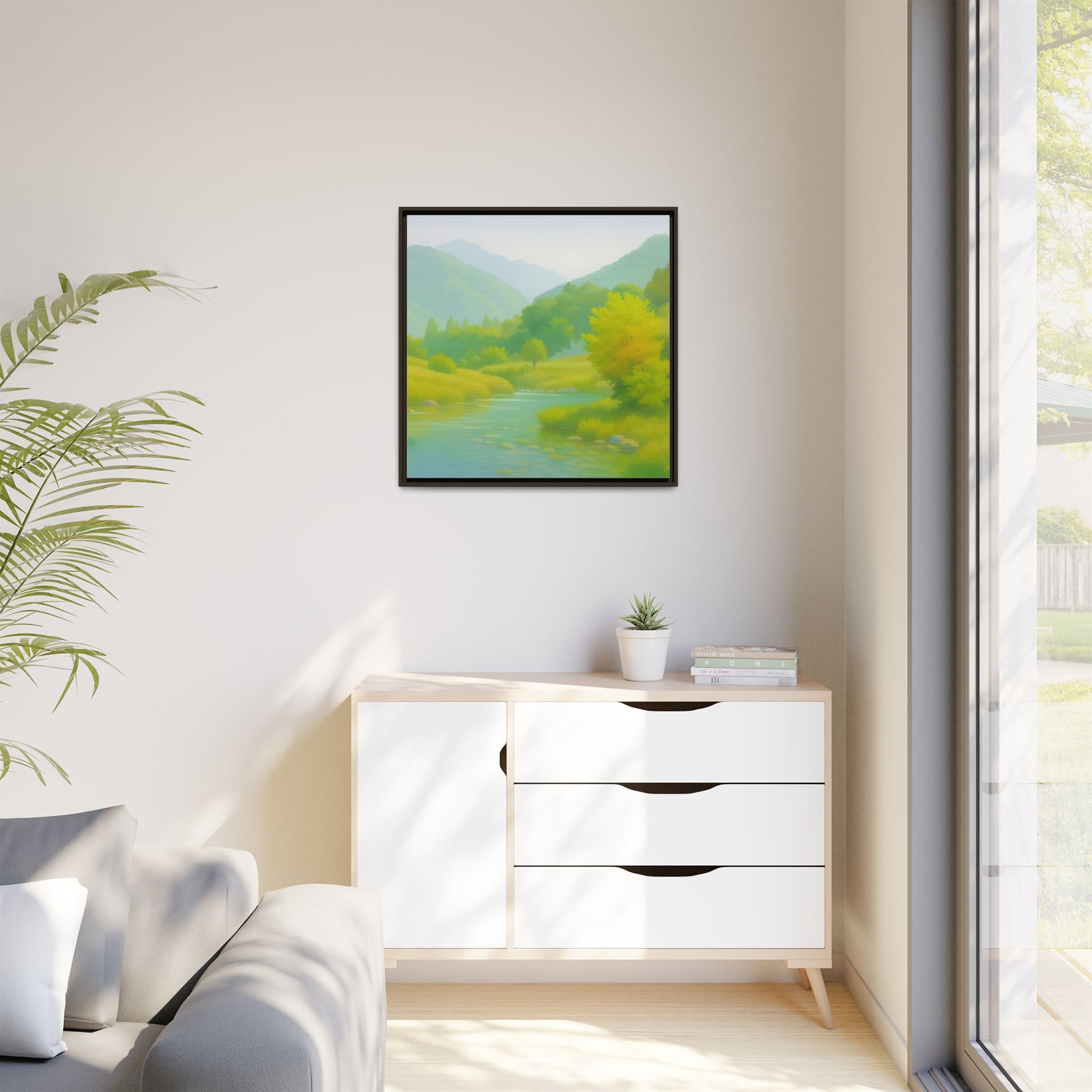 Calming River Green Landscape