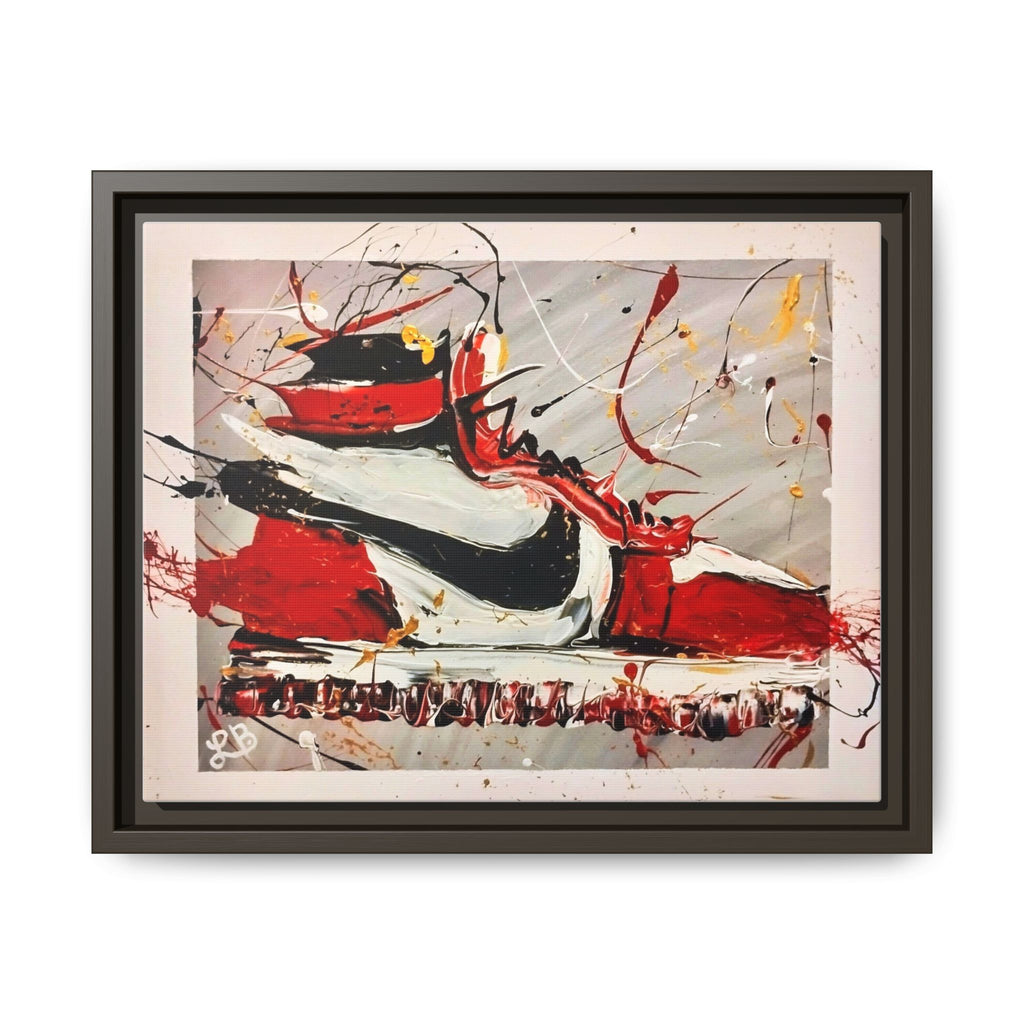 Abstract Red, White, and Black Sneaker