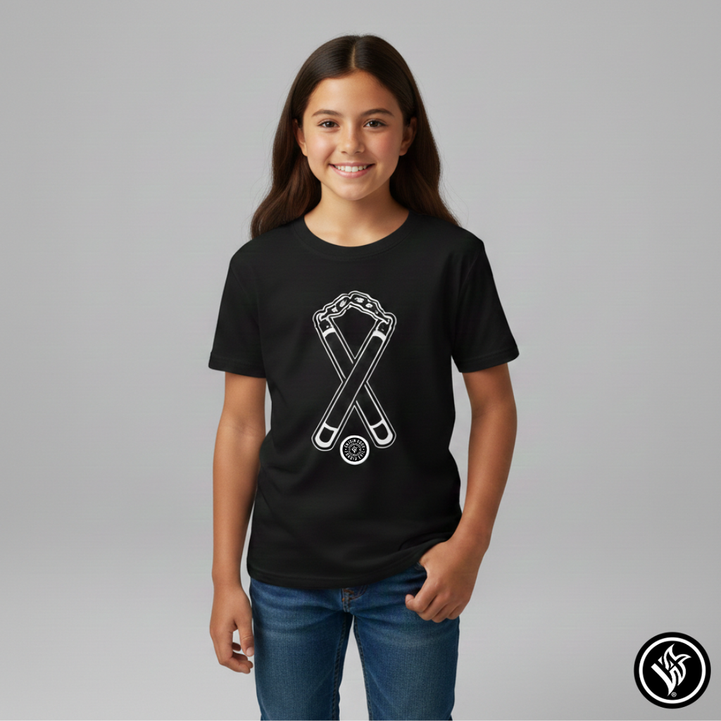 Kids T‑Shirt Nunchuck Enjoin Good X Forbid Evil — Black Tee