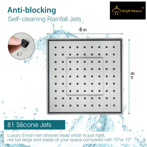 8 Inch Rainfall Shower Head with Angle Adjustable