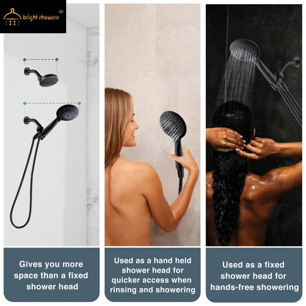High Pressure 9-Spray Handheld Shower Head Set with Hose and Shower Arm Mount