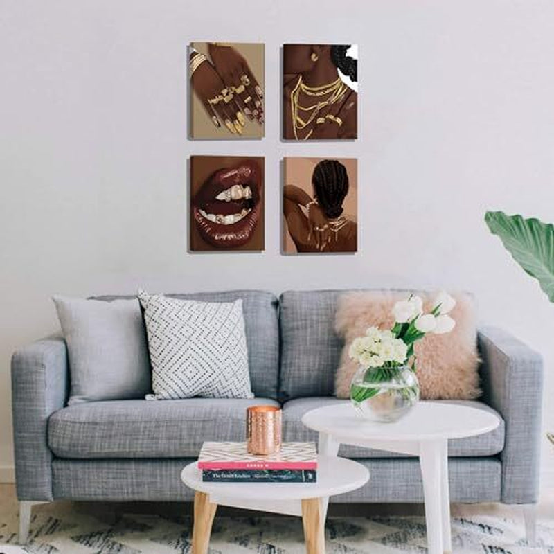 Black Woman Art Printing,Boho Black Framed 8"X10"- Black Woman Art Printing