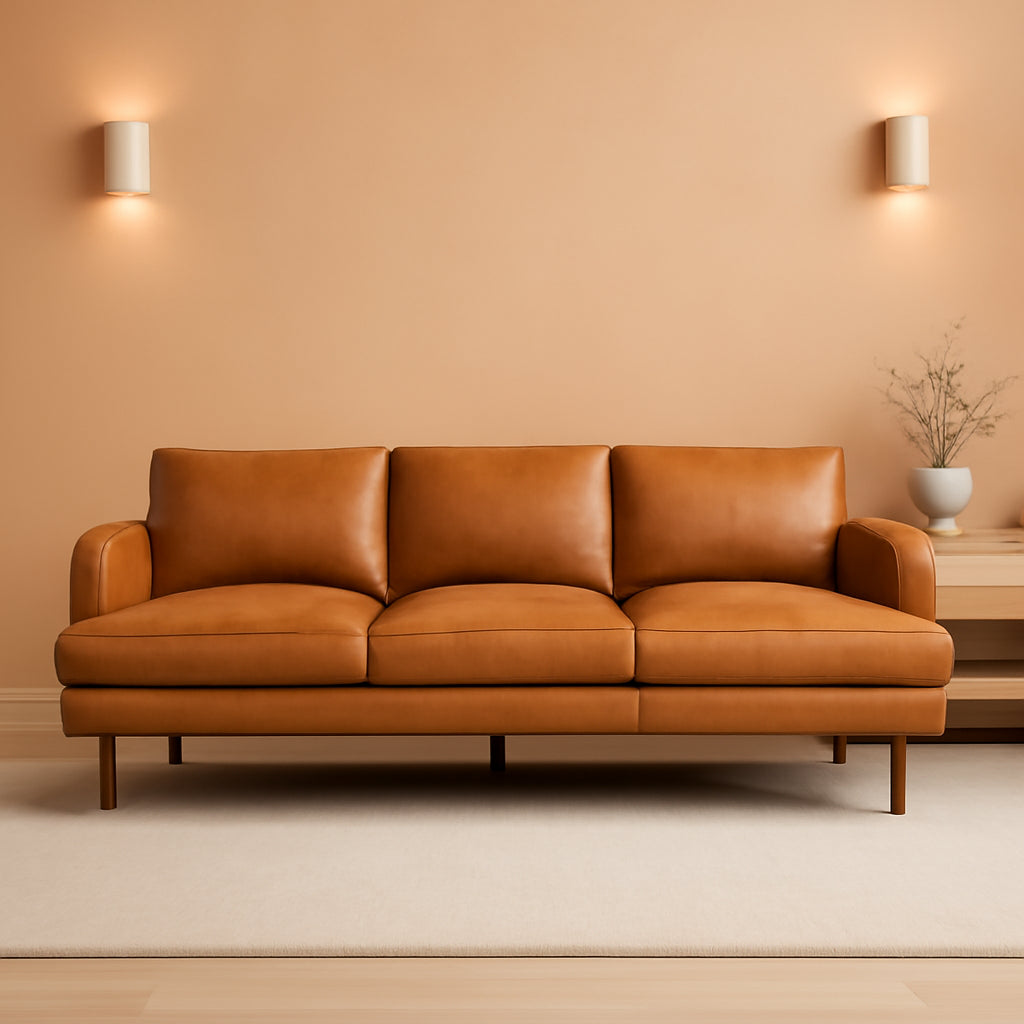Valencia Grosseto Cognac Tan 3 Seater Leather Sofa