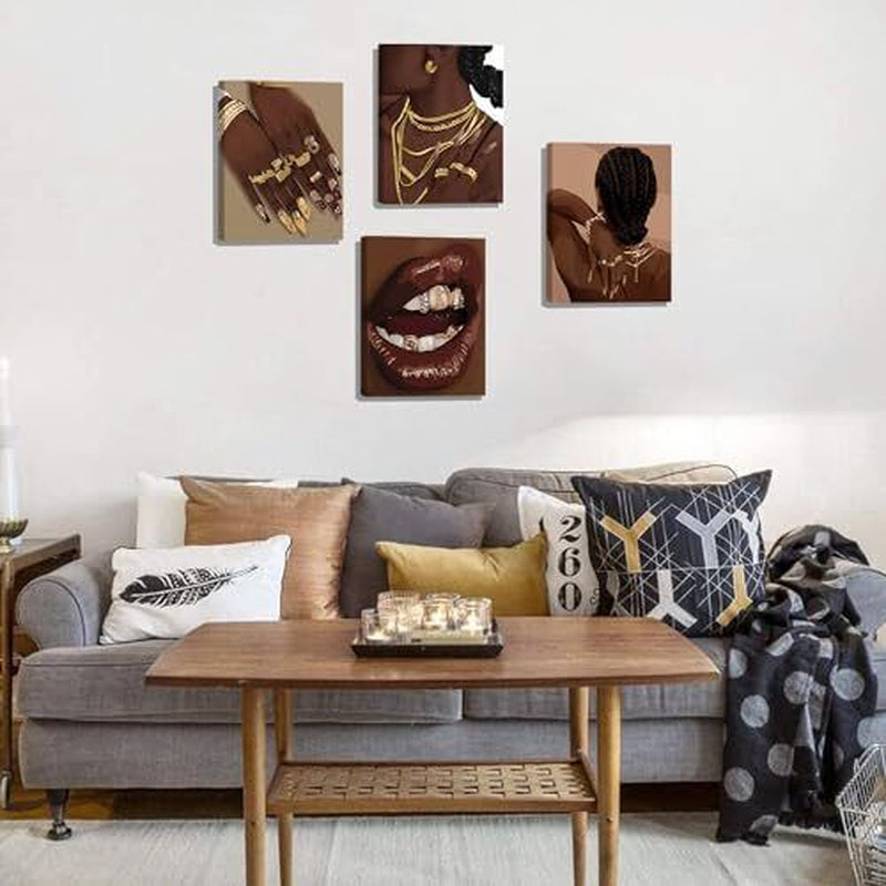 Black Woman Art Printing,Boho Black Framed 8"X10"- Black Woman Art Printing