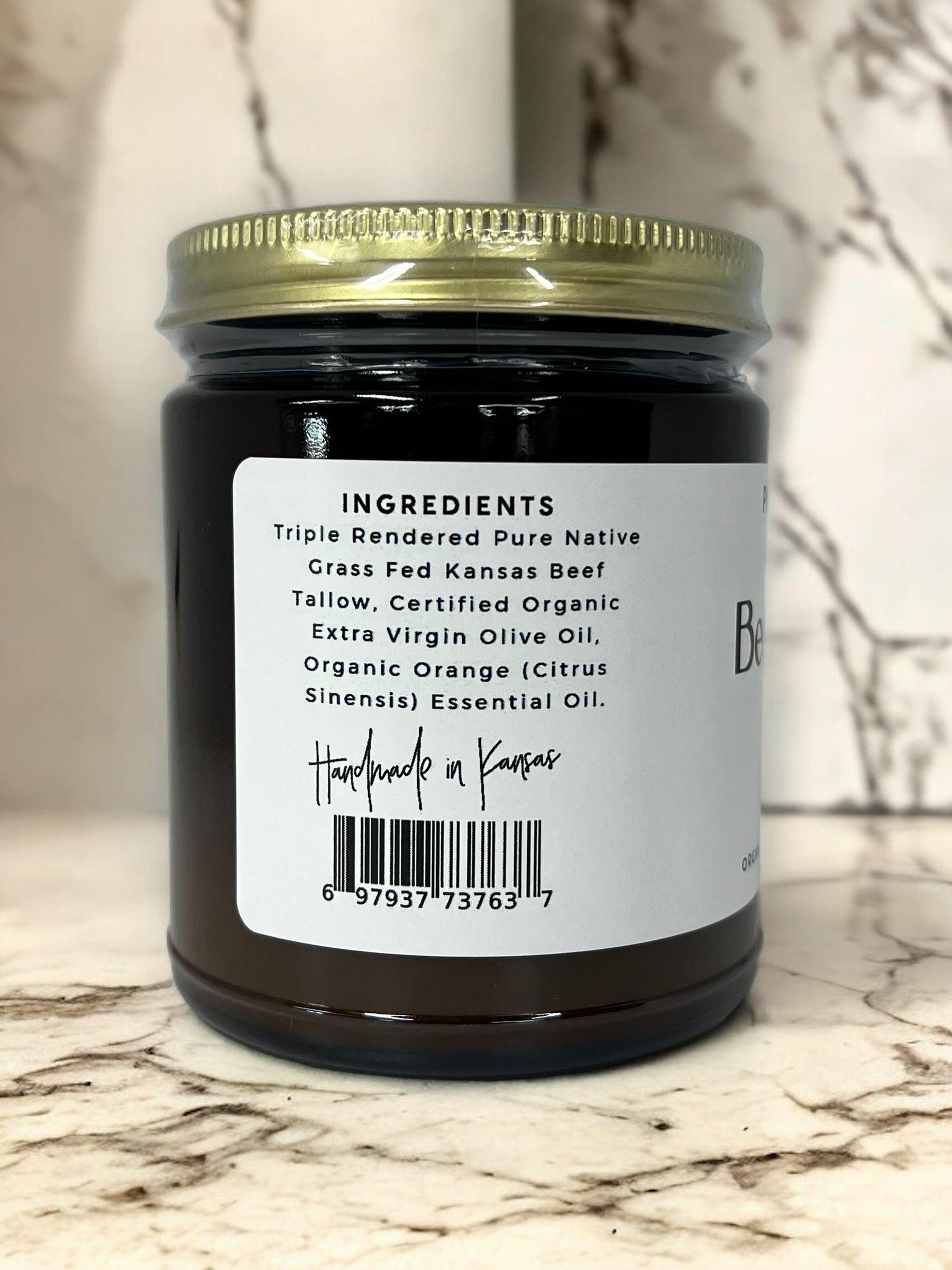 Grass Fed Beef Tallow Balm - 8 oz - Grown and Made in USA - Organic Grass Fed and Finished Tallow - Moisturizing Skin Care