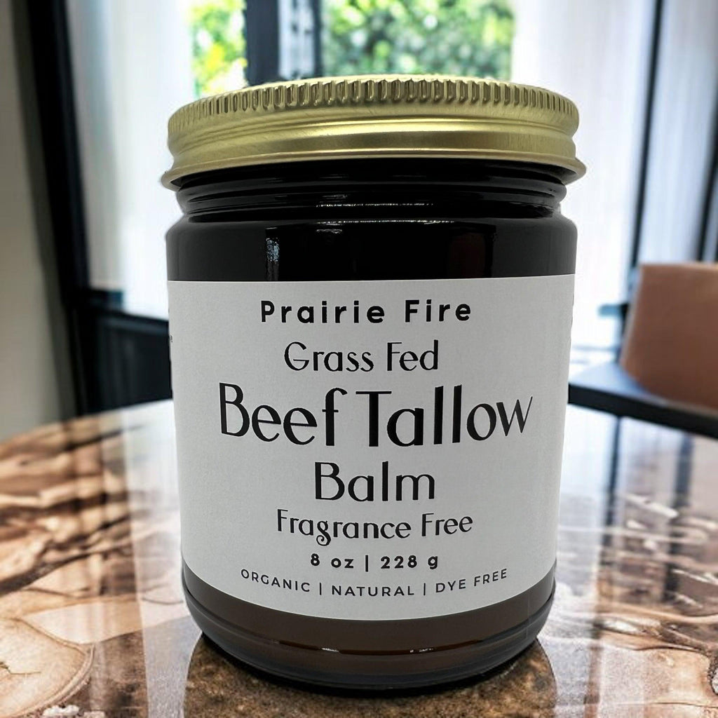 Grass Fed Beef Tallow Balm - 8 oz - Grown and Made in USA - Organic Grass Fed and Finished Tallow - Moisturizing Skin Care