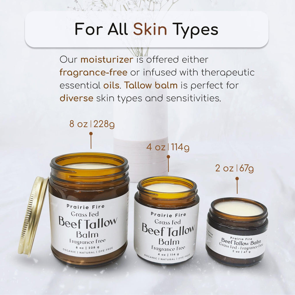 Grass Fed Beef Tallow Balm - 8 oz - Grown and Made in USA - Organic Grass Fed and Finished Tallow - Moisturizing Skin Care