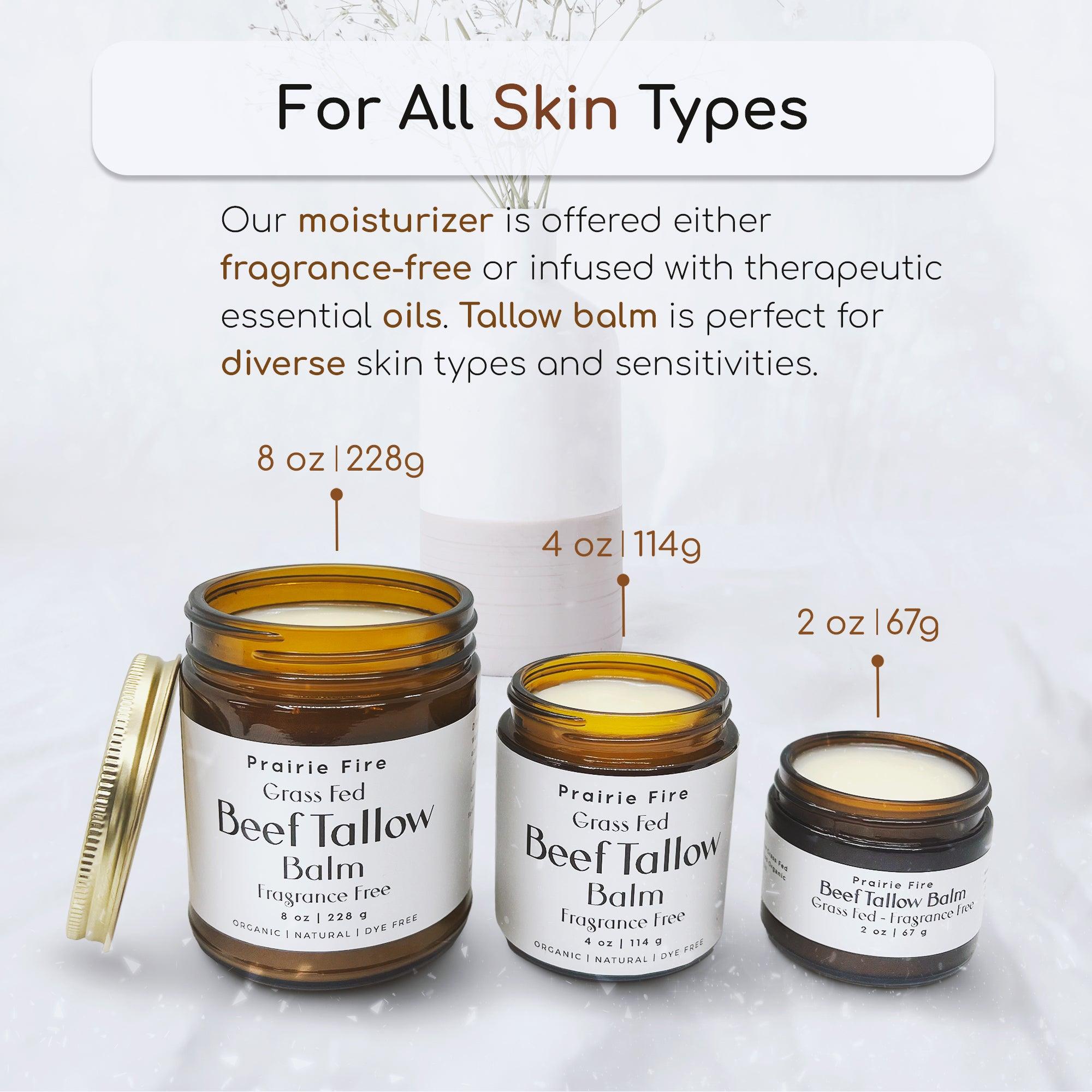 Grass Fed Beef Tallow Balm - 8 oz - Grown and Made in USA - Organic Grass Fed and Finished Tallow - Moisturizing Skin Care