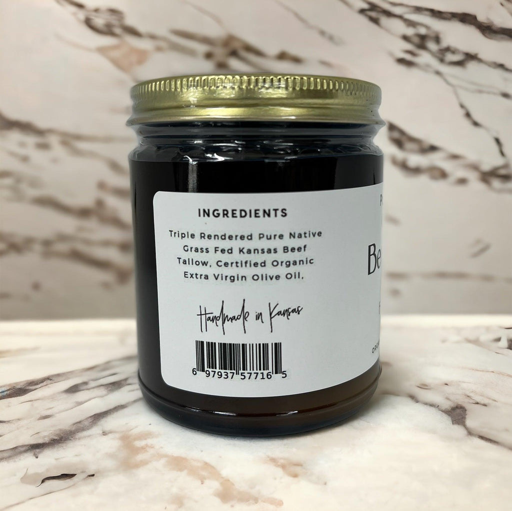 Grass Fed Beef Tallow Balm - 8 oz - Grown and Made in USA - Organic Grass Fed and Finished Tallow - Moisturizing Skin Care