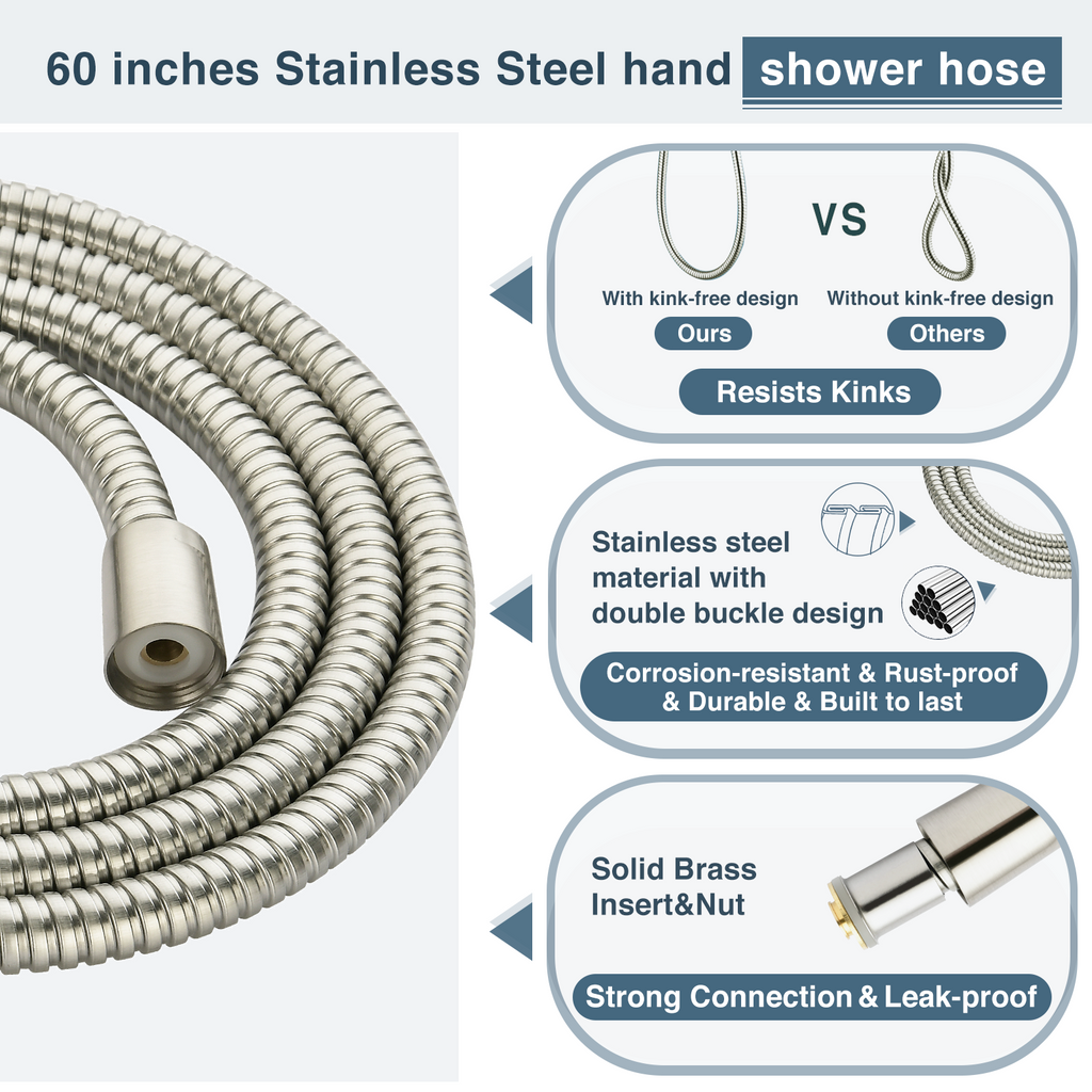High Pressure 9-Spray Handheld Shower Head Set with Hose and Shower Arm Mount