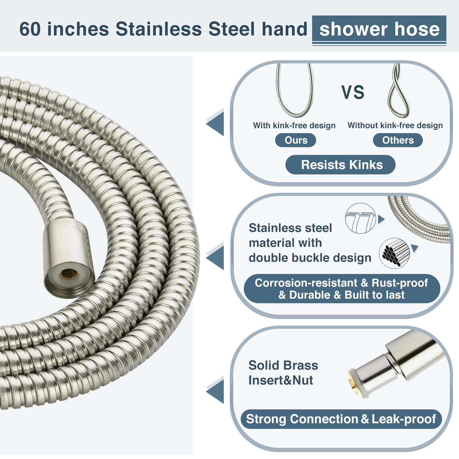 High Pressure 9-Spray Handheld Shower Head Set with Hose and Shower Arm Mount