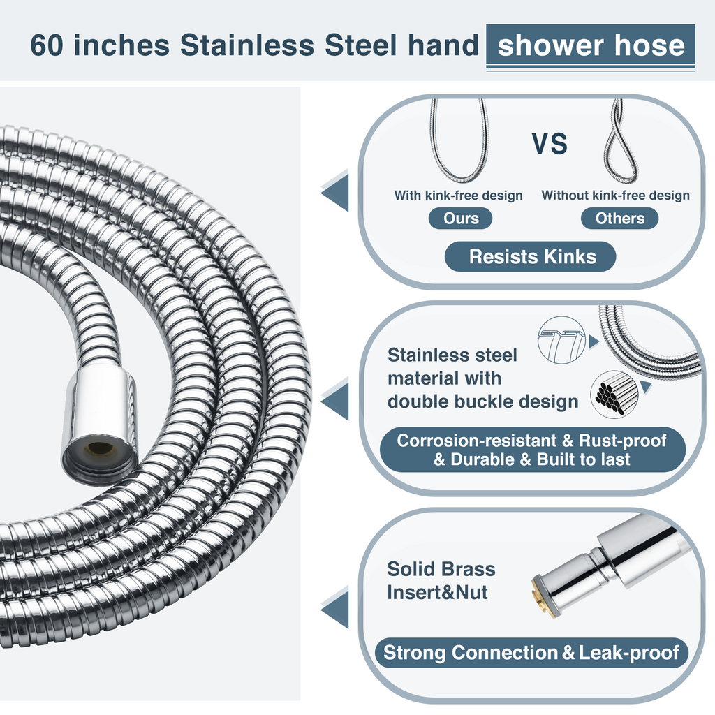 High Pressure 9-Spray Handheld Shower Head Set with Hose and Shower Arm Mount