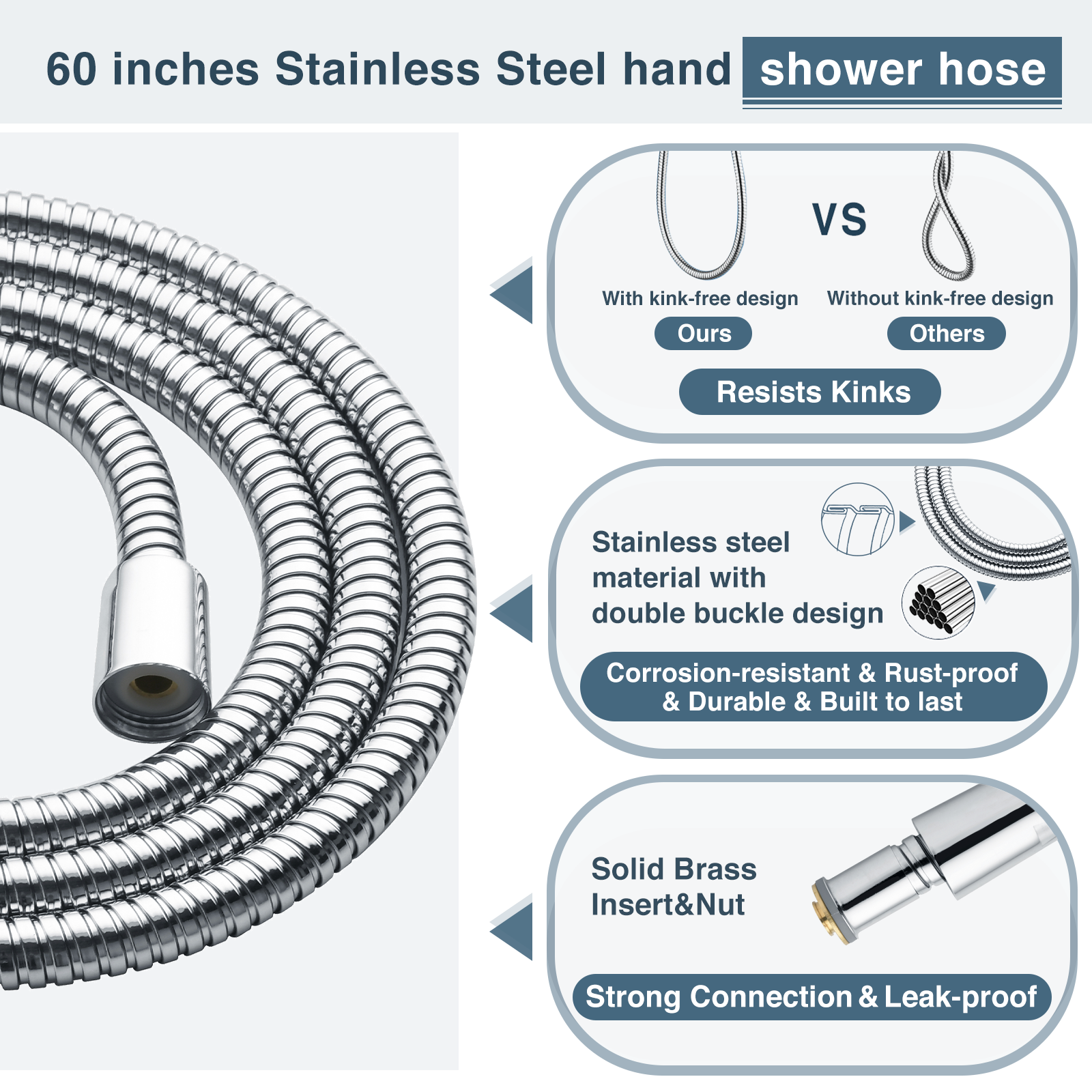 High Pressure 9-Spray Handheld Shower Head Set with Hose and Shower Arm Mount